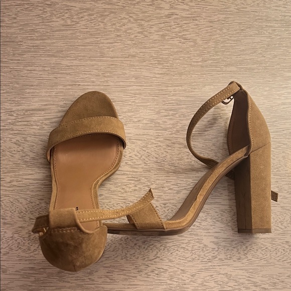 Merona Shoes - Merona Tan Suede Block Heel Sandals